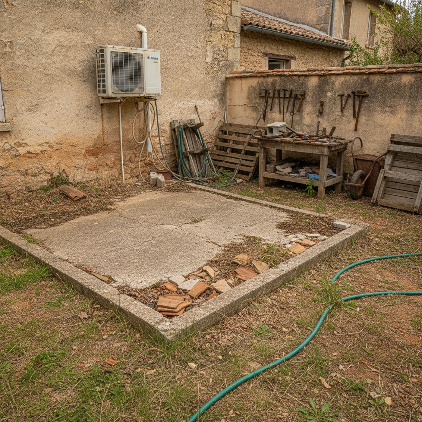 Unité extérieure de climatisation en panne dans un pavillon à Sarrians avant diagnostic